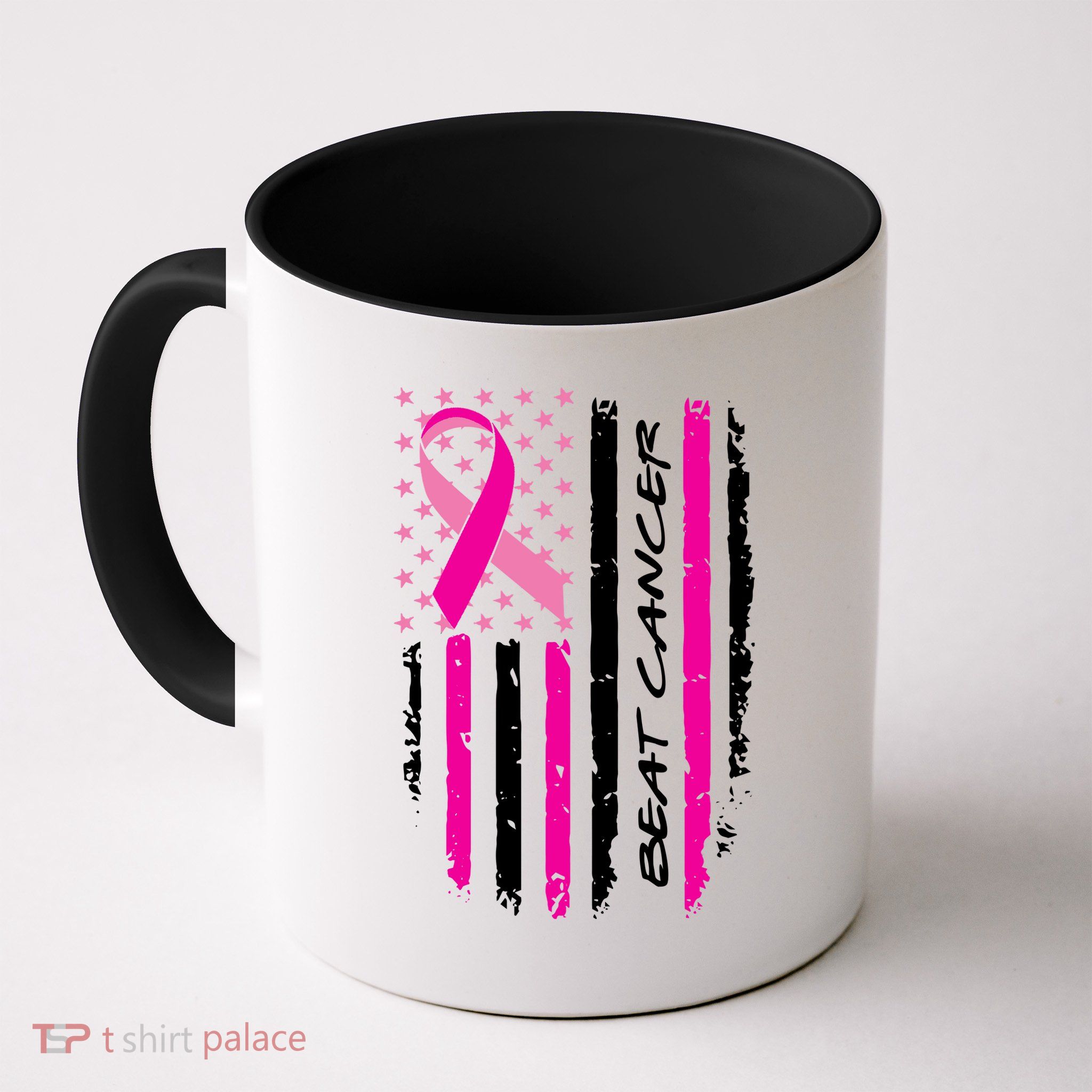 Breast Cancer Awareness USA Distressed Flag Mug