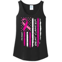 Breast Cancer Awareness USA Distressed Flag Ladies Essential Tank