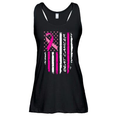 Breast Cancer Awareness USA Distressed Flag Ladies Essential Flowy Tank