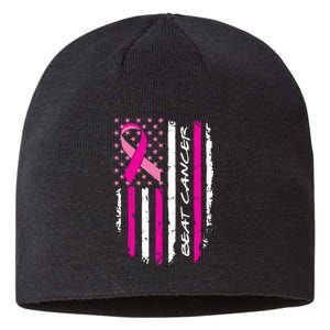 Breast Cancer Awareness USA Distressed Flag Sustainable Beanie