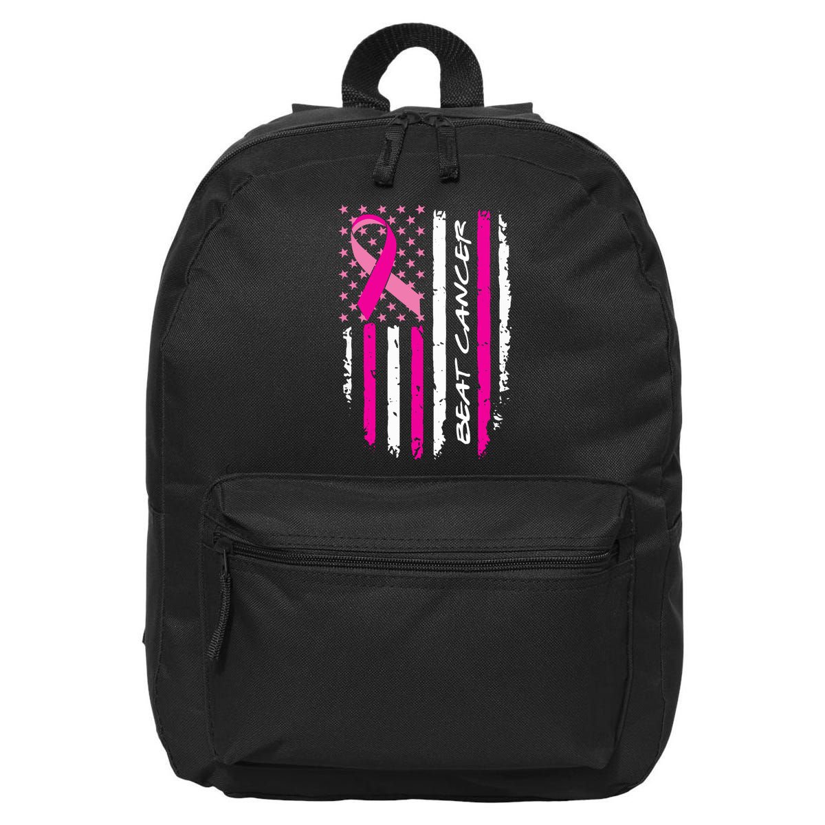 Breast Cancer Awareness USA Distressed Flag 16 in Basic Backpack
