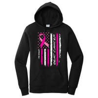 Breast Cancer Awareness USA Distressed Flag Women's Pullover Hoodie