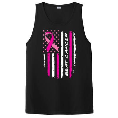 Breast Cancer Awareness USA Distressed Flag PosiCharge Competitor Tank