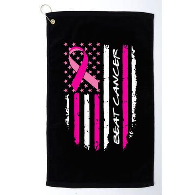 Breast Cancer Awareness USA Distressed Flag Golf Towel