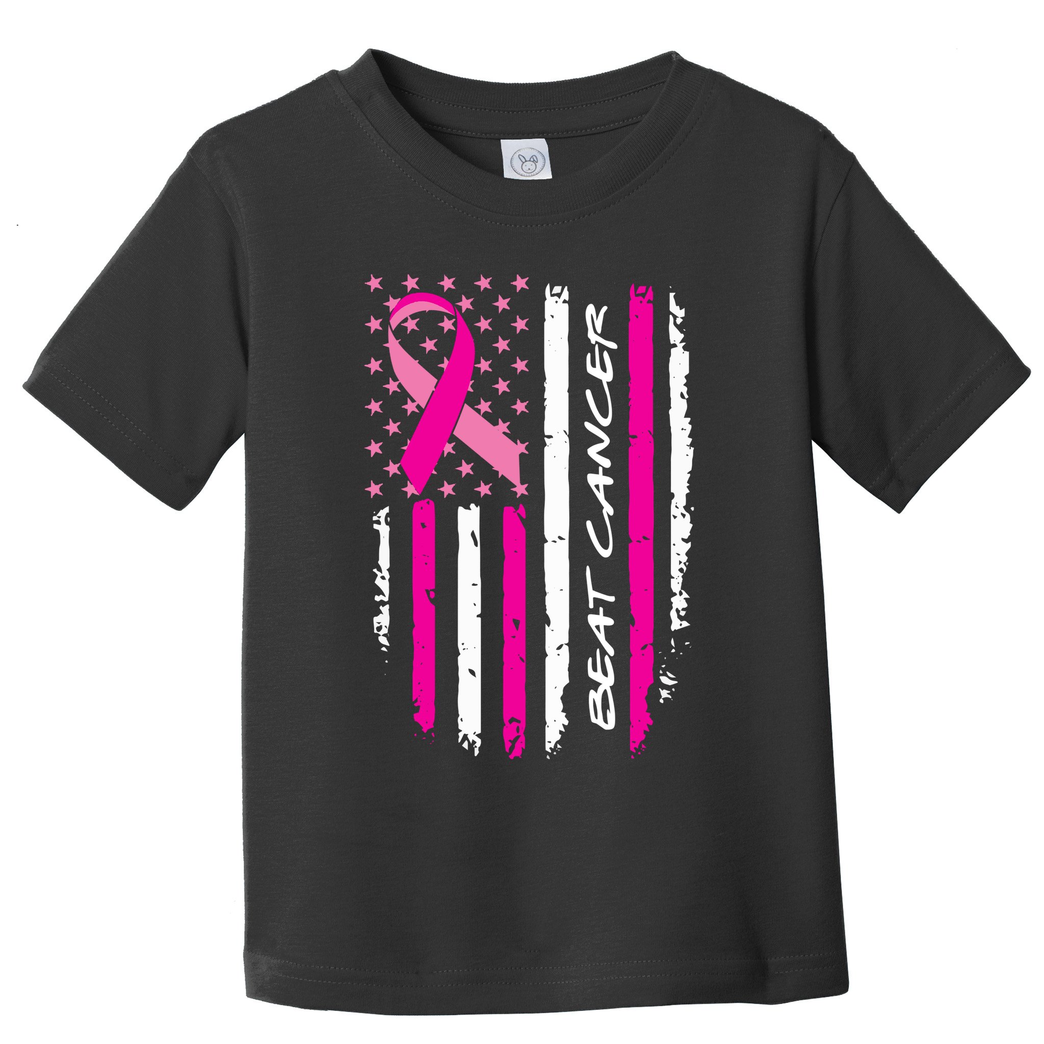 Breast Cancer Awareness USA Distressed Flag Toddler T-Shirt