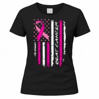 Breast Cancer Awareness USA Distressed Flag Women's T-Shirt