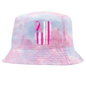 Breast Cancer Awareness USA Distressed Flag Tie-Dyed Bucket Hat