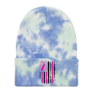 Breast Cancer Awareness USA Distressed Flag Tie Dye 12in Knit Beanie