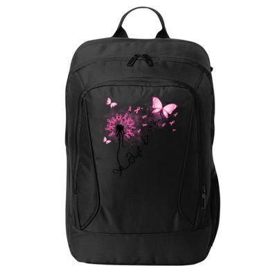 Breast Cancer Awareness Just Breathe Dandelion Pink Ribbon Butterfly City Backpack