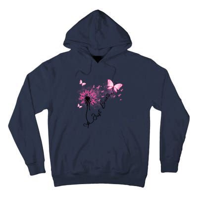 Breast Cancer Awareness Just Breathe Dandelion Pink Ribbon Butterfly Tall Hoodie