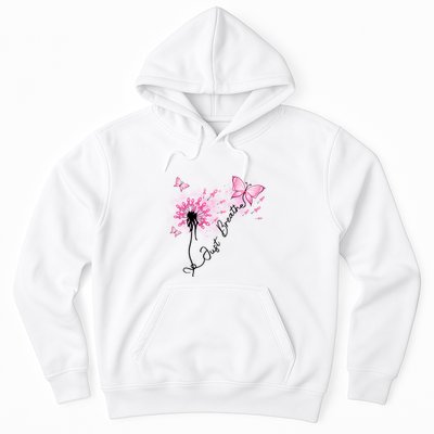 Breast Cancer Awareness Just Breathe Dandelion Pink Ribbon Butterfly Hoodie