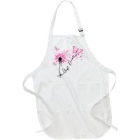 Breast Cancer Awareness Just Breathe Dandelion Pink Ribbon Butterfly Full-Length Apron With Pockets