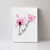 Breast Cancer Awareness Just Breathe Dandelion Pink Ribbon Butterfly Canvas