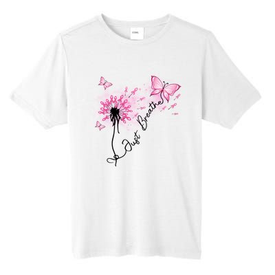 Breast Cancer Awareness Just Breathe Dandelion Pink Ribbon Butterfly Tall Fusion ChromaSoft Performance T-Shirt