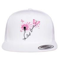 Breast Cancer Awareness Just Breathe Dandelion Pink Ribbon Butterfly Flat Bill Trucker Hat