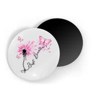 Breast Cancer Awareness Just Breathe Dandelion Pink Ribbon Butterfly Magnet