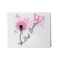 Breast Cancer Awareness Just Breathe Dandelion Pink Ribbon Butterfly Mousepad