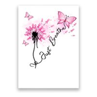 Breast Cancer Awareness Just Breathe Dandelion Pink Ribbon Butterfly Poster