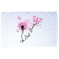 Breast Cancer Awareness Just Breathe Dandelion Pink Ribbon Butterfly Microfiber Hand Towel