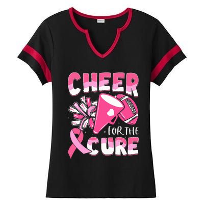 Breast Cancer Awareness Cheer For The Cure Football Ladies Halftime Notch Neck Tee