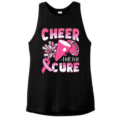 Breast Cancer Awareness Cheer For The Cure Football Ladies PosiCharge Tri-Blend Wicking Tank