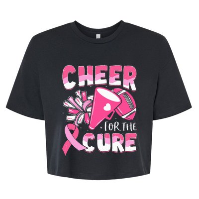 Breast Cancer Awareness Cheer For The Cure Football Bella+Canvas Jersey Crop Tee