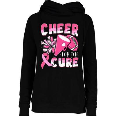 Breast Cancer Awareness Cheer For The Cure Football Womens Funnel Neck Pullover Hood