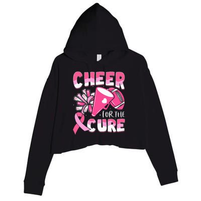 Breast Cancer Awareness Cheer For The Cure Football Crop Fleece Hoodie