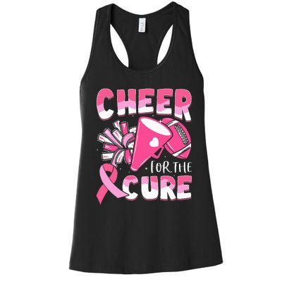 Breast Cancer Awareness Cheer For The Cure Football Women's Racerback Tank