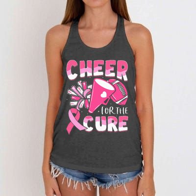 Breast Cancer Awareness Cheer For The Cure Football Women's Knotted Racerback Tank