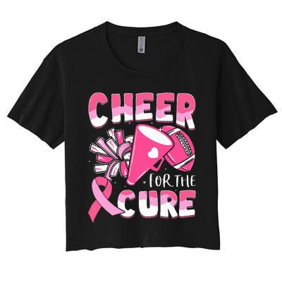 Breast Cancer Awareness Cheer For The Cure Football Women's Crop Top Tee