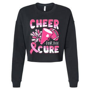 Breast Cancer Awareness Cheer For The Cure Football Cropped Pullover Crew