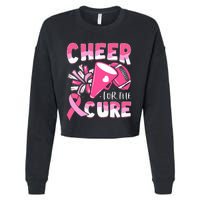 Breast Cancer Awareness Cheer For The Cure Football Cropped Pullover Crew