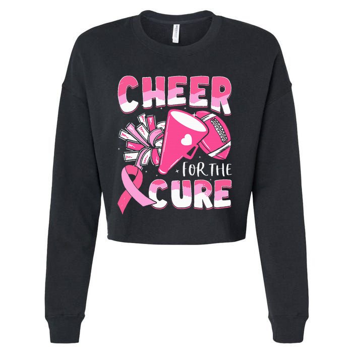 Breast Cancer Awareness Cheer For The Cure Football Cropped Pullover Crew