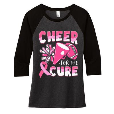 Breast Cancer Awareness Cheer For The Cure Football Women's Tri-Blend 3/4-Sleeve Raglan Shirt