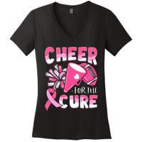 Breast Cancer Awareness Cheer For The Cure Football Women's V-Neck T-Shirt