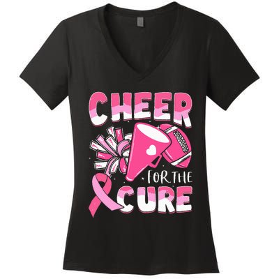 Breast Cancer Awareness Cheer For The Cure Football Women's V-Neck T-Shirt