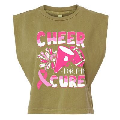 Breast Cancer Awareness Cheer For The Cure Football Garment-Dyed Women's Muscle Tee