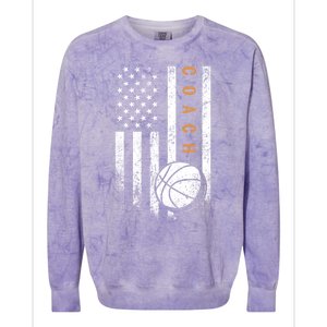 Basketball Coach American Flag Basketball Trainer Coaching Gift Colorblast Crewneck Sweatshirt