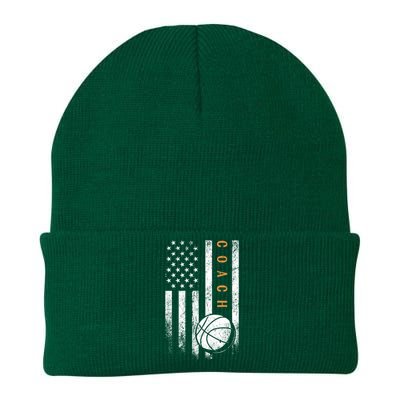 Basketball Coach American Flag Basketball Trainer Coaching Gift Knit Cap Winter Beanie