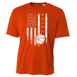 Basketball Coach American Flag Basketball Trainer Coaching Gift Cooling Performance Crew T-Shirt