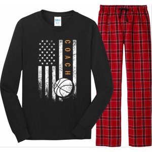 Basketball Coach American Flag Basketball Trainer Coaching Gift Long Sleeve Pajama Set