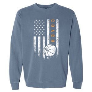 Basketball Coach American Flag Basketball Trainer Coaching Gift Garment-Dyed Sweatshirt