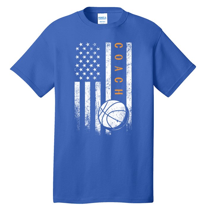 Basketball Coach American Flag Basketball Trainer Coaching Gift Tall T-Shirt