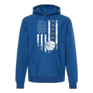 Basketball Coach American Flag Basketball Trainer Coaching Gift Premium Hoodie