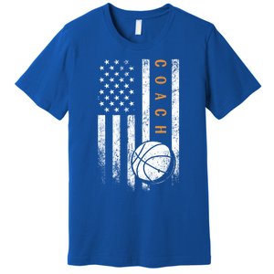 Basketball Coach American Flag Basketball Trainer Coaching Gift Premium T-Shirt