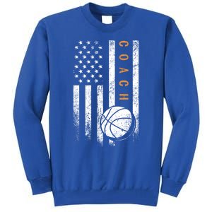 Basketball Coach American Flag Basketball Trainer Coaching Gift Tall Sweatshirt