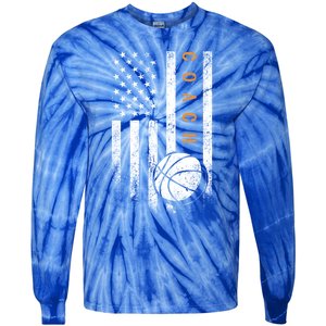 Basketball Coach American Flag Basketball Trainer Coaching Gift Tie-Dye Long Sleeve Shirt