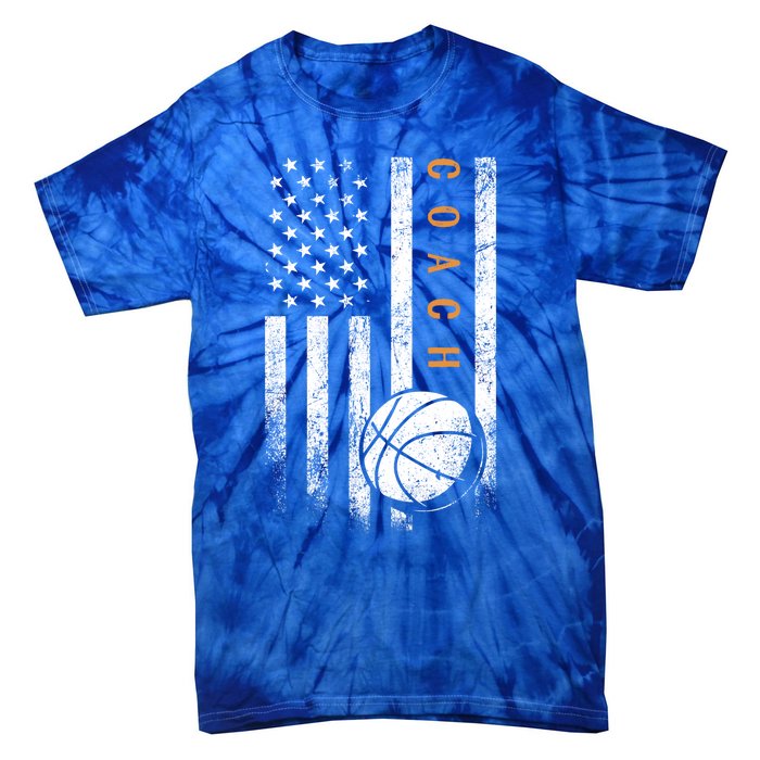 Basketball Coach American Flag Basketball Trainer Coaching Gift Tie-Dye T-Shirt