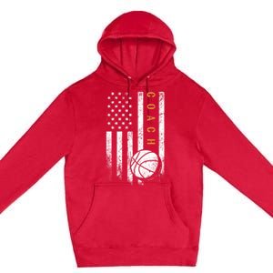 Basketball Coach American Flag Basketball Trainer Coaching Gift Premium Pullover Hoodie